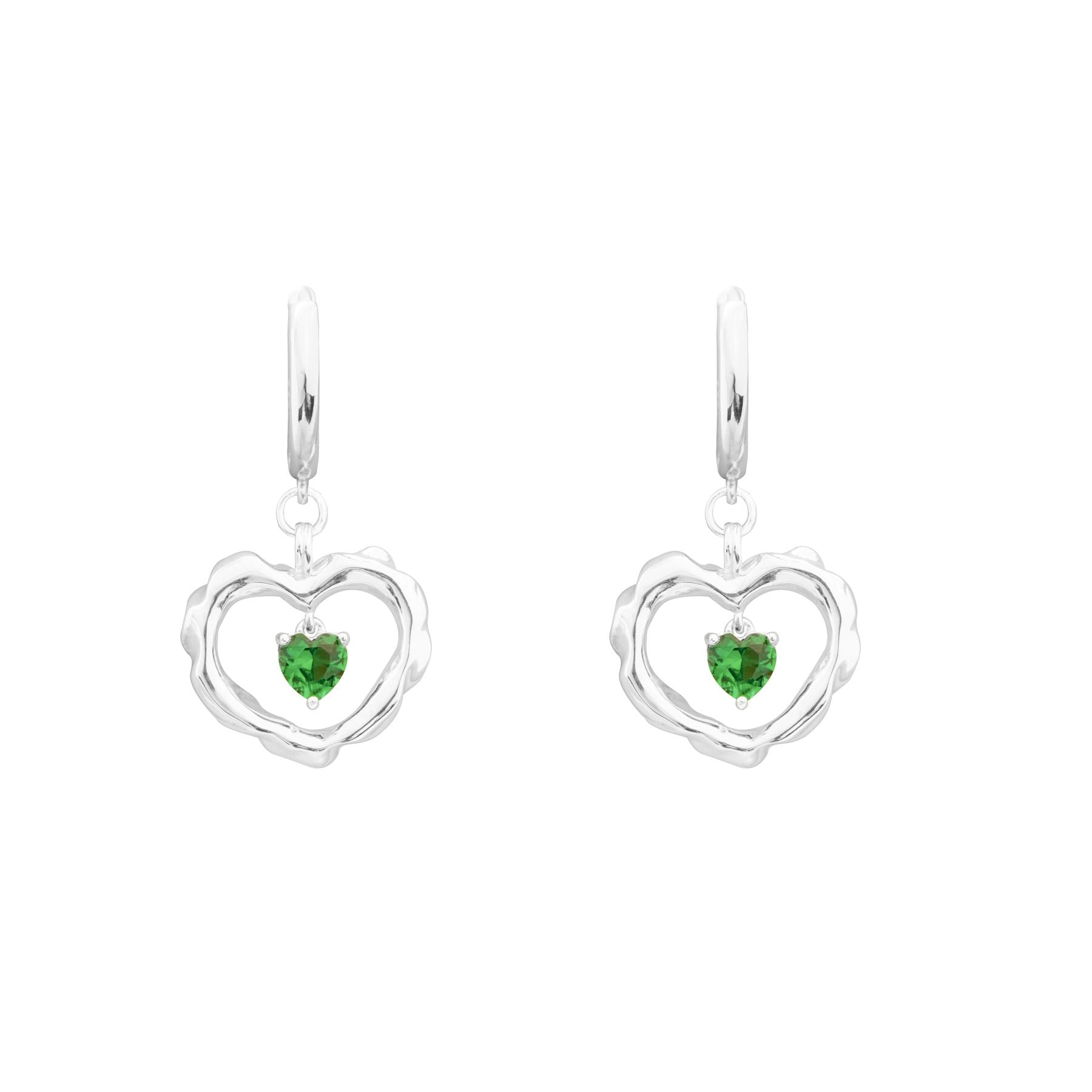 Fashion Hollow CZ Double Heart Dangling Earrings