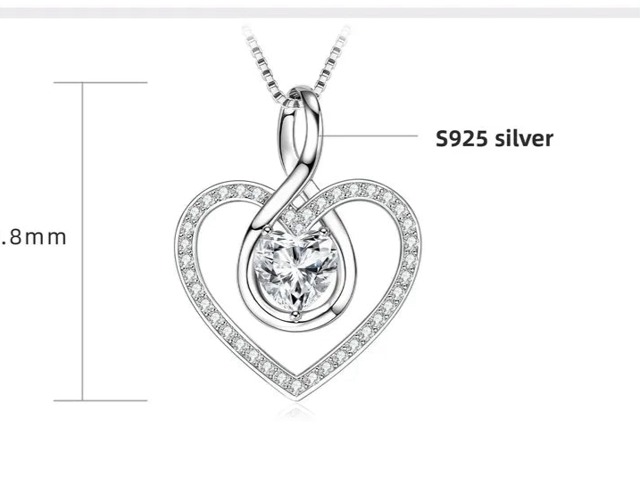 Infinity Symbol Hollow Heart Necklace Marquis Stone Cluster Set Pendant