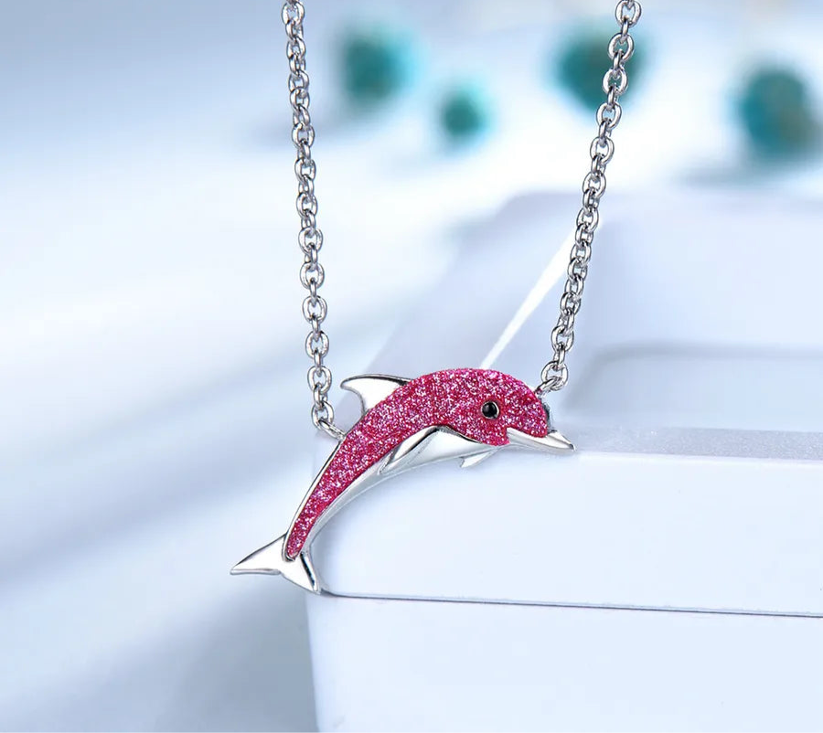 Rhodium Dolphin Plated Zircon Necklace