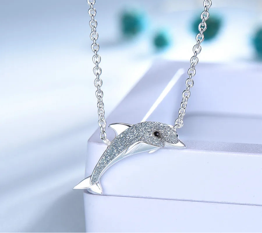 Rhodium Dolphin Plated Zircon Necklace