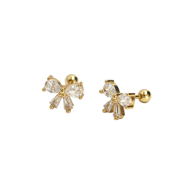 Bow-Knot 925 Screw Stud Earrings