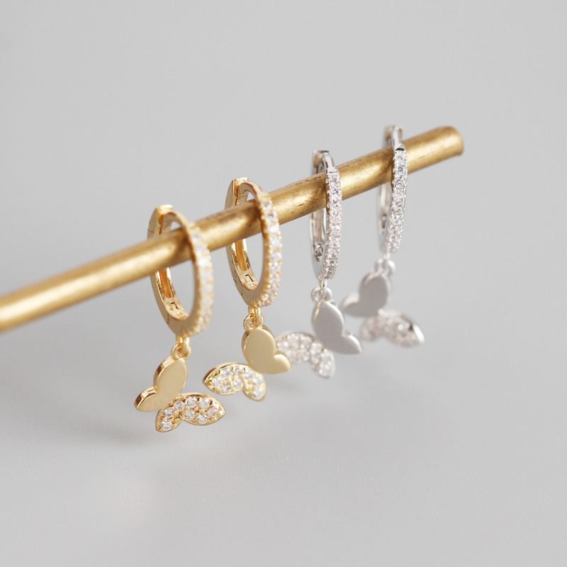 Butterfly Silver Hoop Earrings