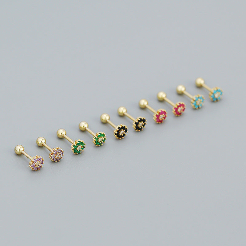 Mini Colourful Flowers Stud Earrings