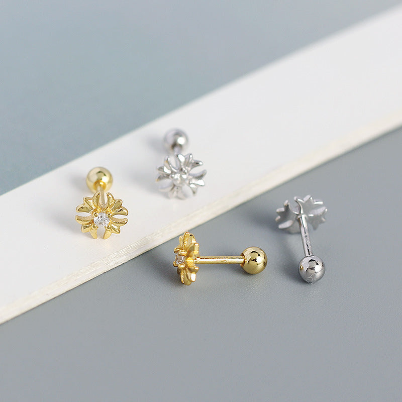 Goemetry Cross Flower Stud Earrings