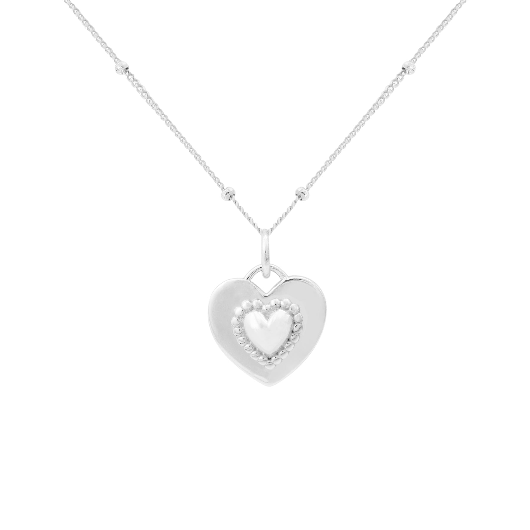 Dual Two Sides Wearing Styles Pink HeartSilver Necklace