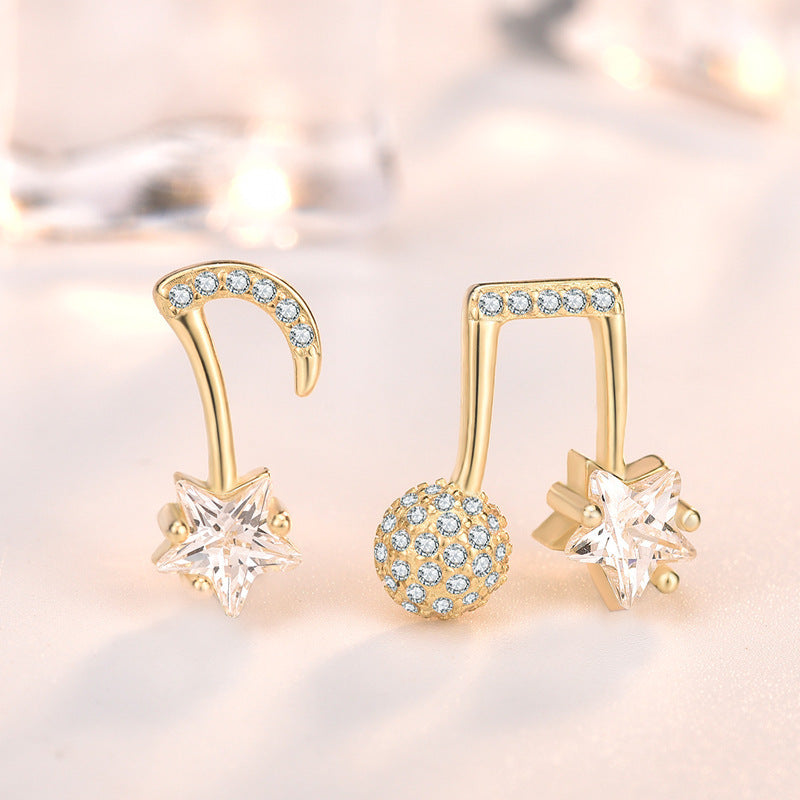 Asymmetry Music Note Stud Earrings