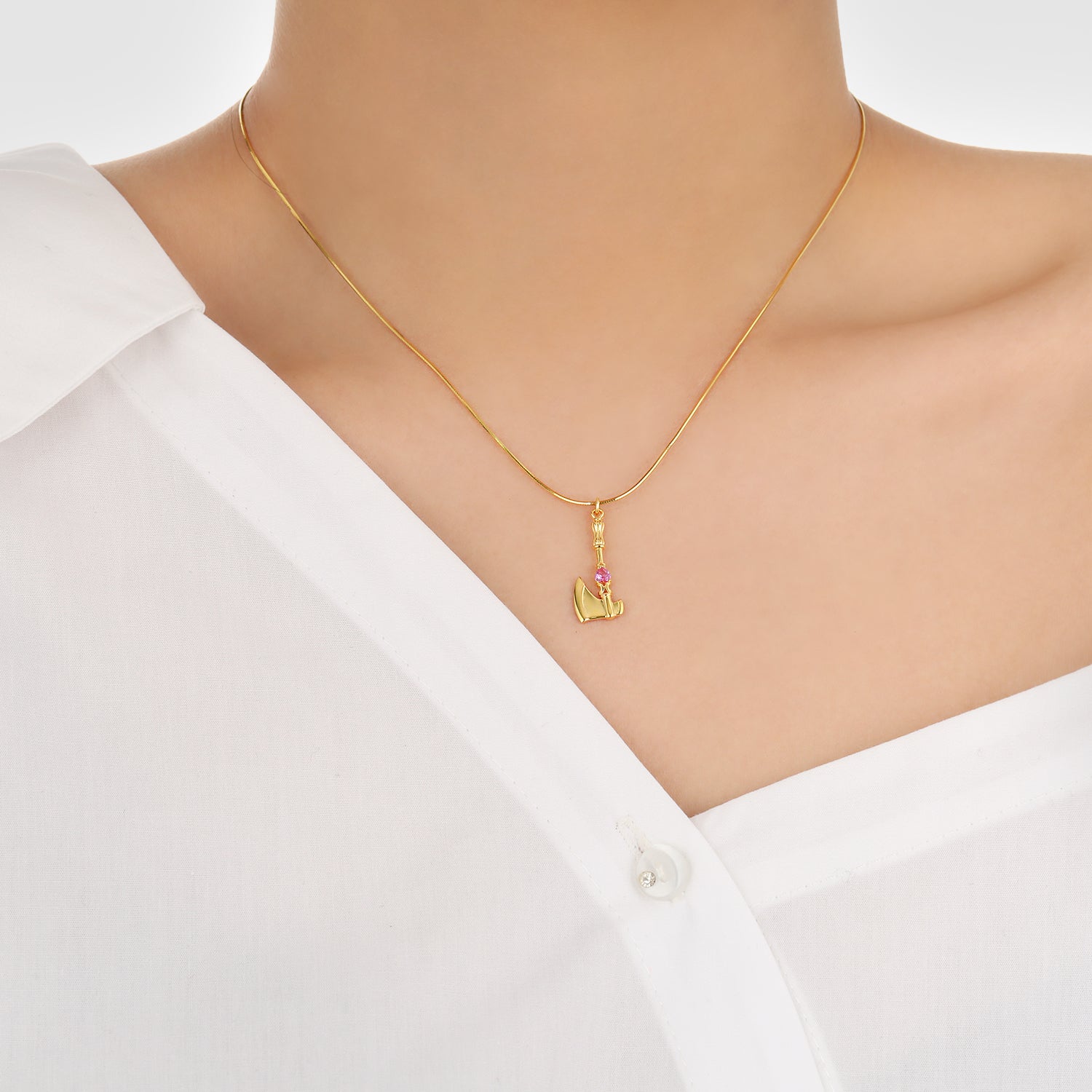 Classic Red Heart Axe Shape Necklace