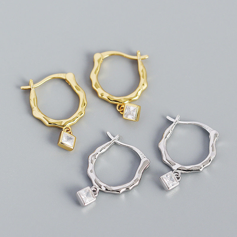 Irregular Square Geometry Hoop Earrings