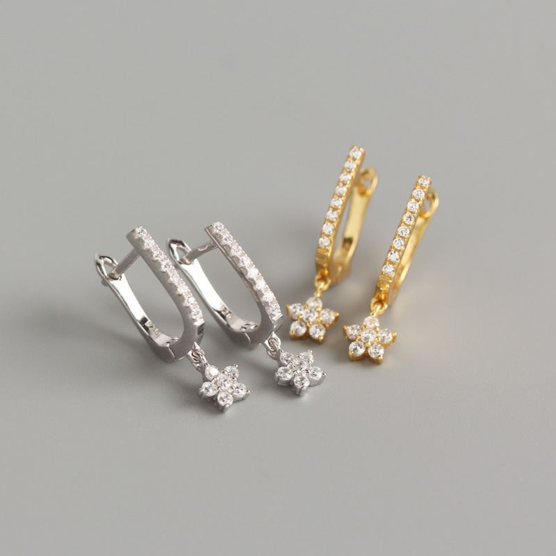 U Shape Flower Hoop Earrings