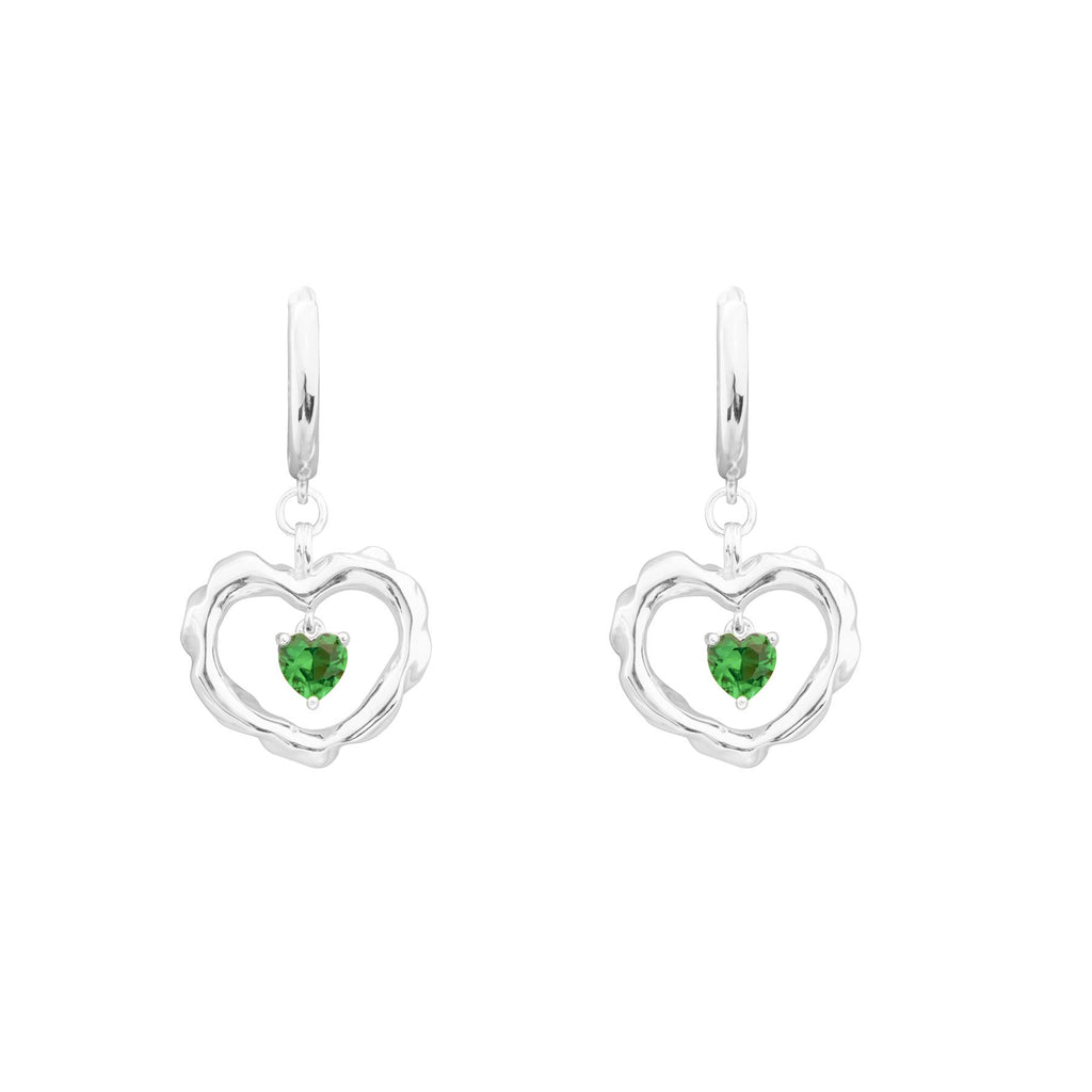 Fashion Hollow CZ Double Heart Dangling Earrings