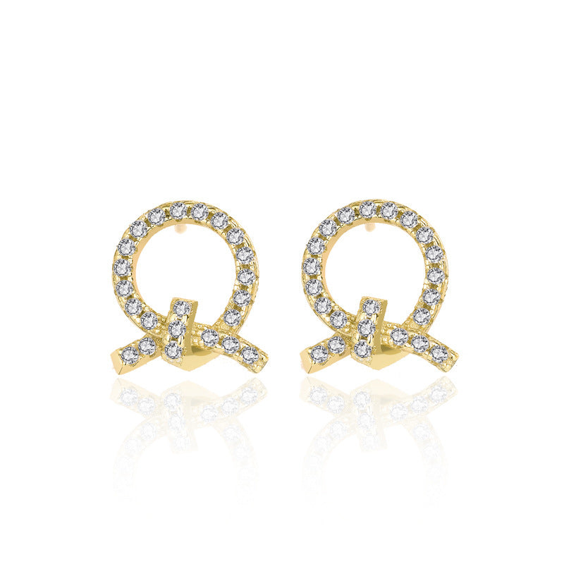 Girl Bow-Knot Circle Stud Earrings