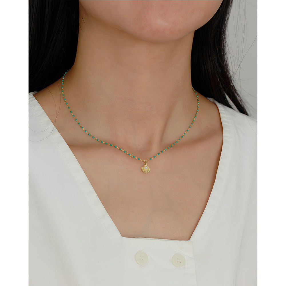 Round Natural Pearl Shell Necklace