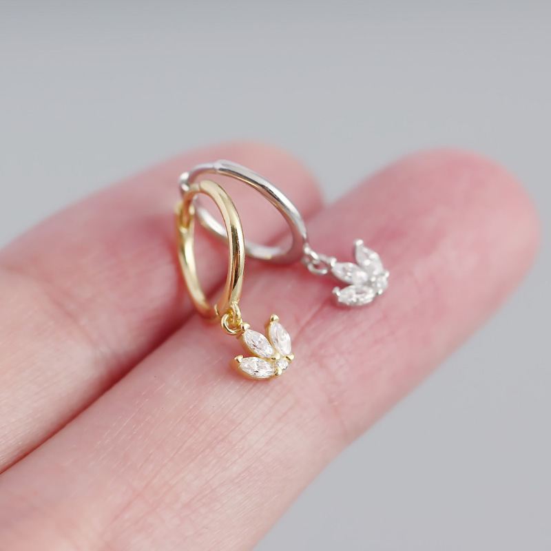 CZ Flowers  Hoop Earrings