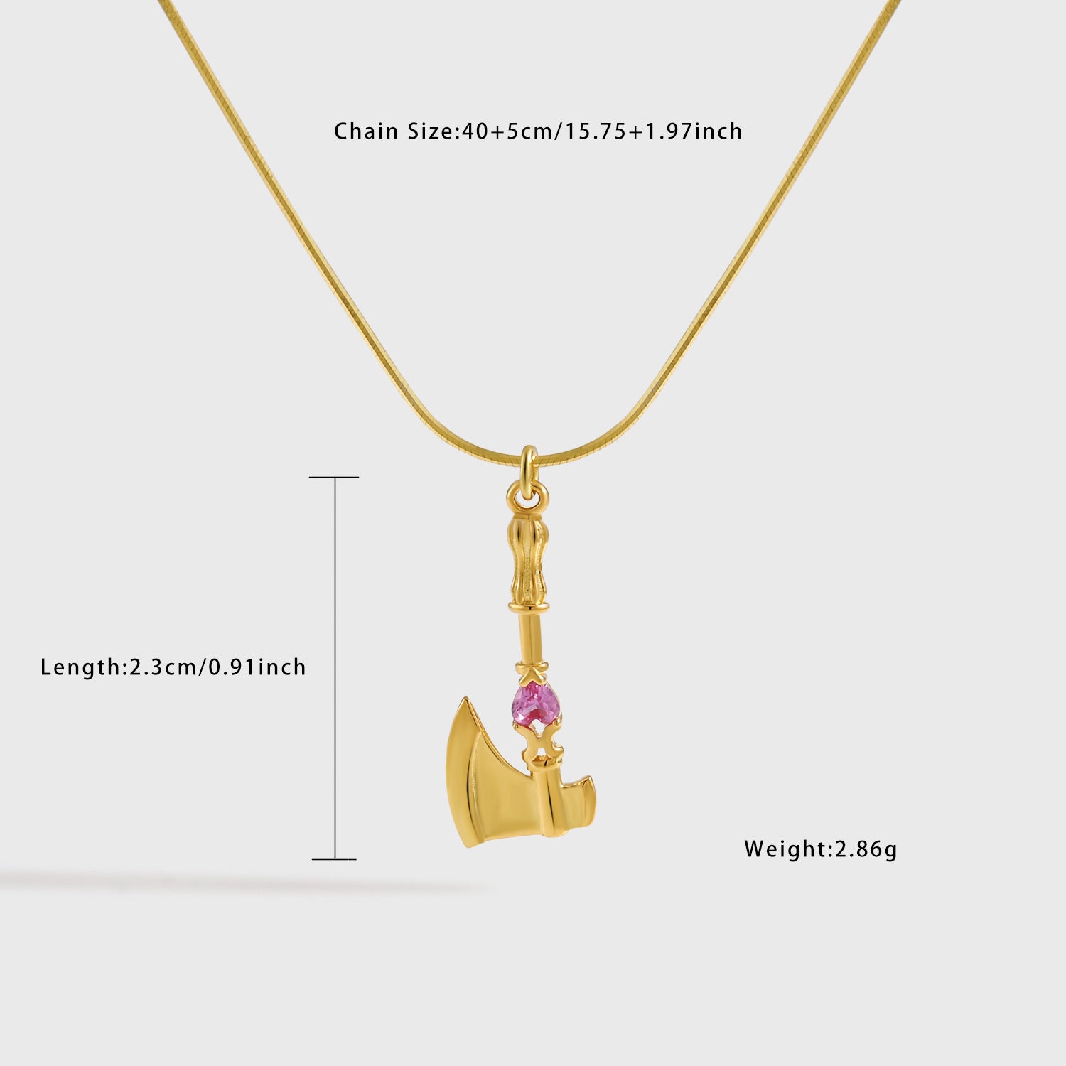Classic Red Heart Axe Shape Necklace