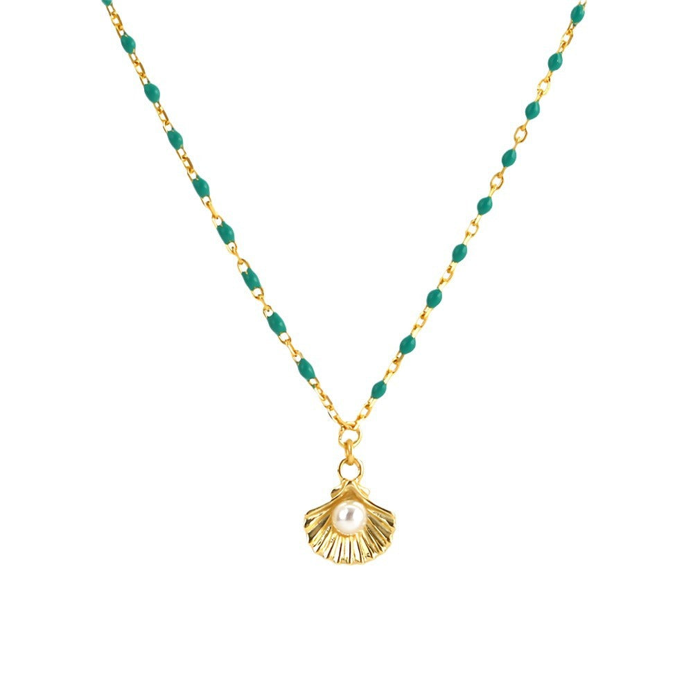 Round Natural Pearl Shell Necklace