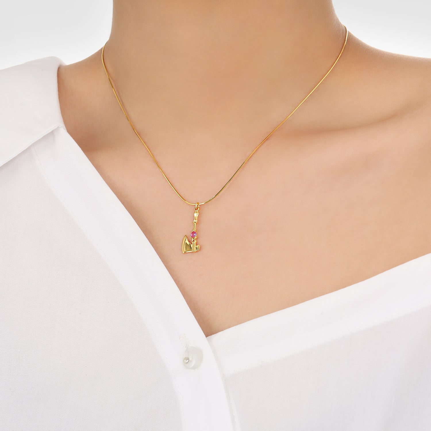 Classic Red Heart Axe Shape Necklace
