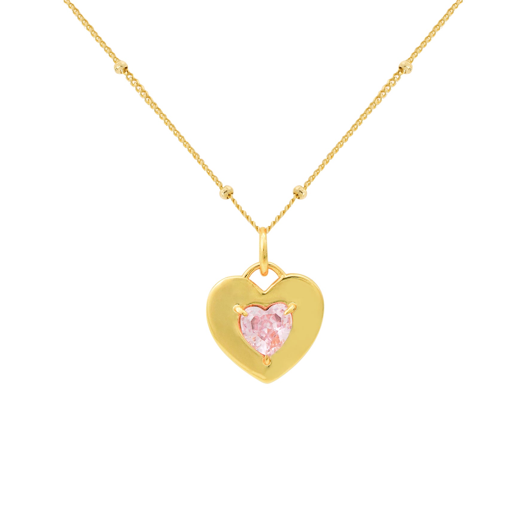 Dual Two Sides Wearing Styles Pink HeartSilver Necklace