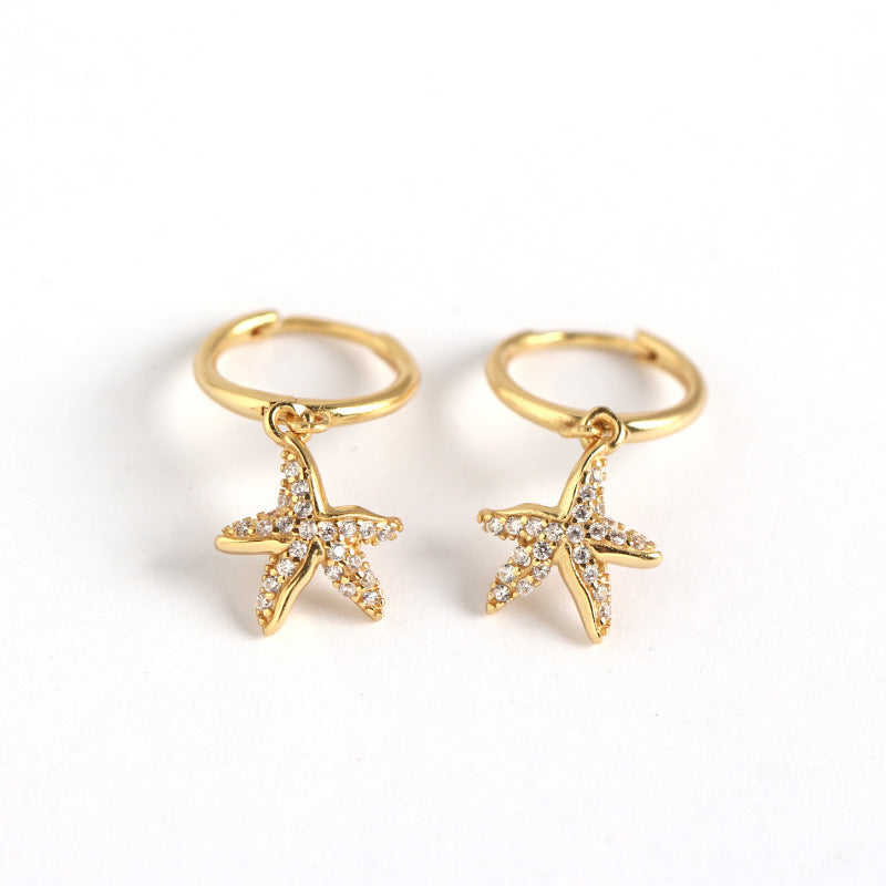 Holiday Starfish Drop Dangling Earrings