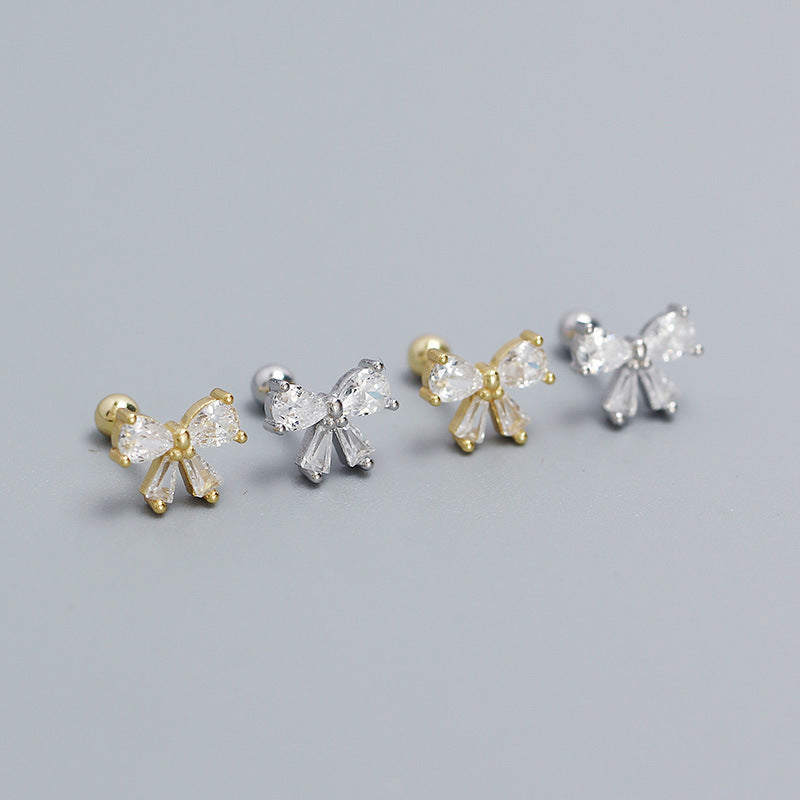 Bow-Knot 925 Screw Stud Earrings