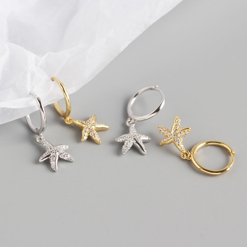 Holiday Starfish Drop Dangling Earrings