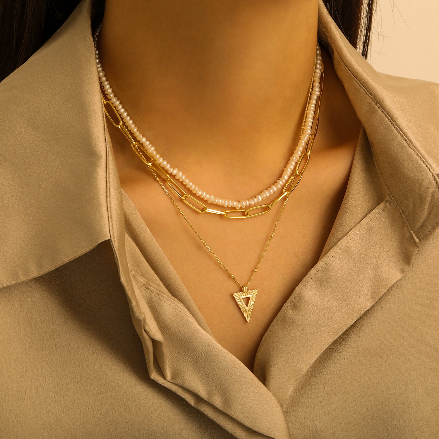 Statement Geometry Triangle Necklace