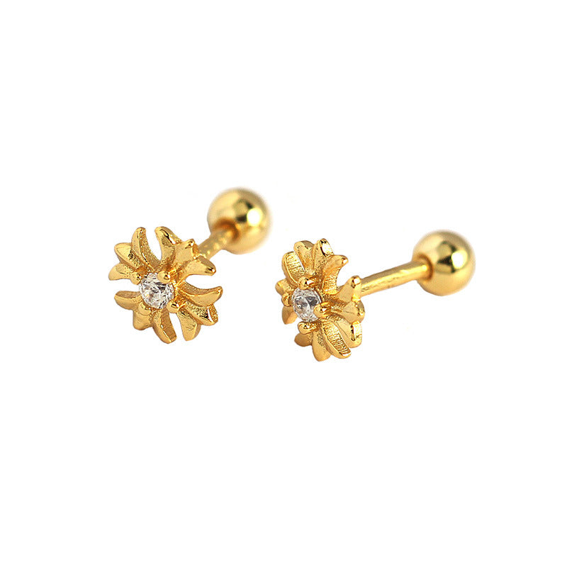Goemetry Cross Flower Stud Earrings