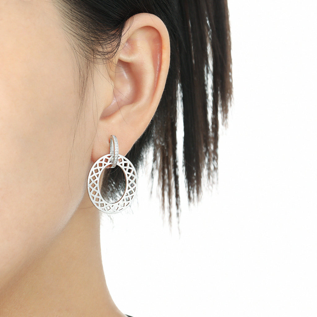 Frosted Hollow Circle Dangling Earrings