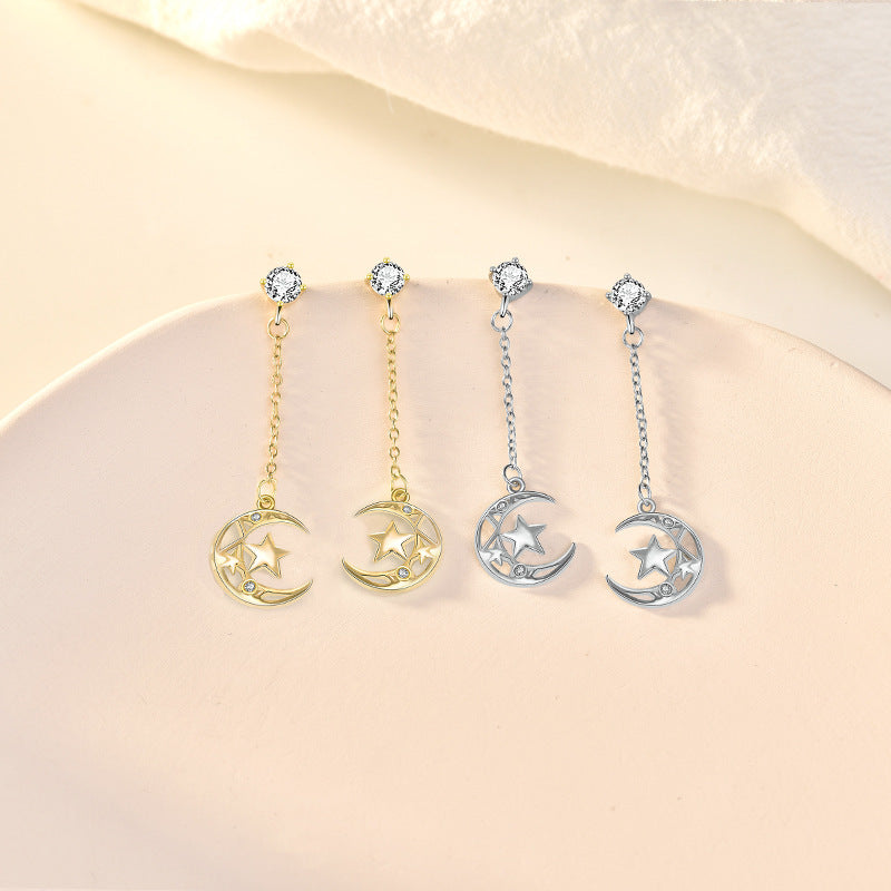 Hollow Crescent Moon Dangling Earrings