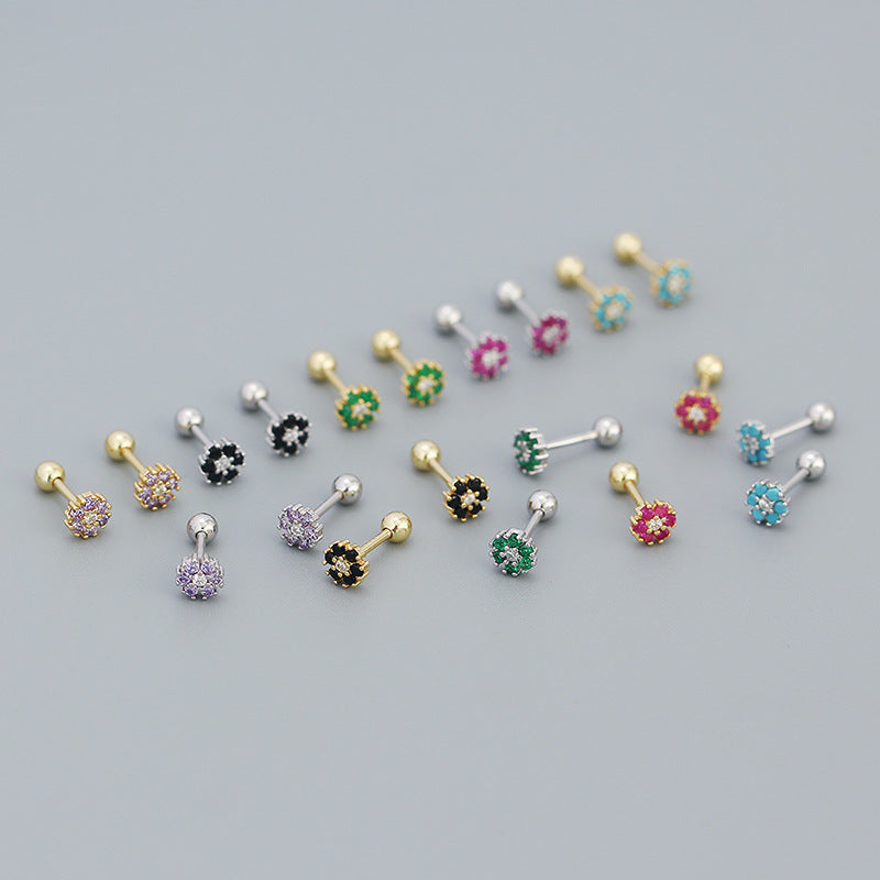 Mini Colourful Flowers Stud Earrings