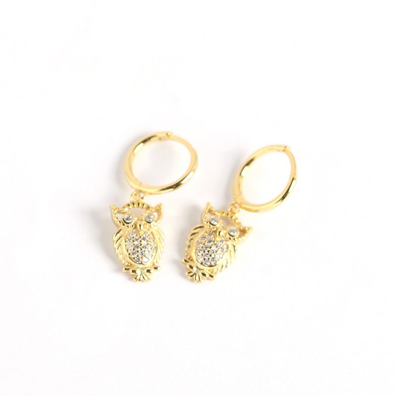 Owl Sterling Silver Hoop Earrings