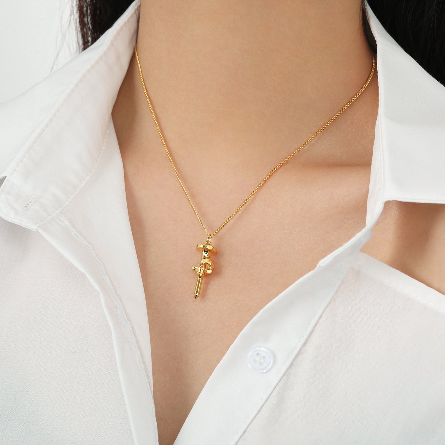 Modern Skull Head Nail Necklace