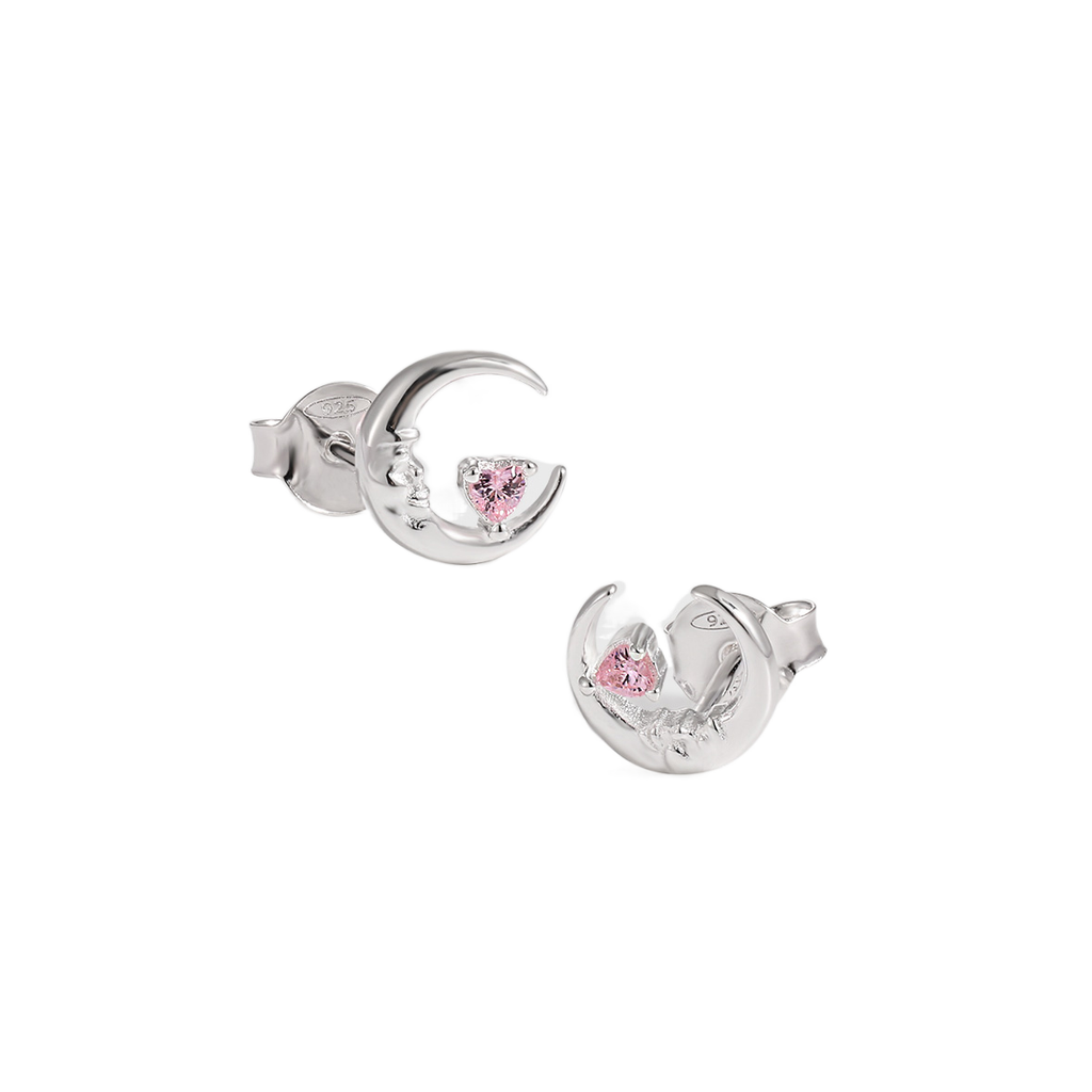 Portrait Crescent Moon Stud Earrings