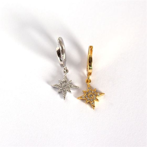 Shining CZ Stars Leverback Earrings