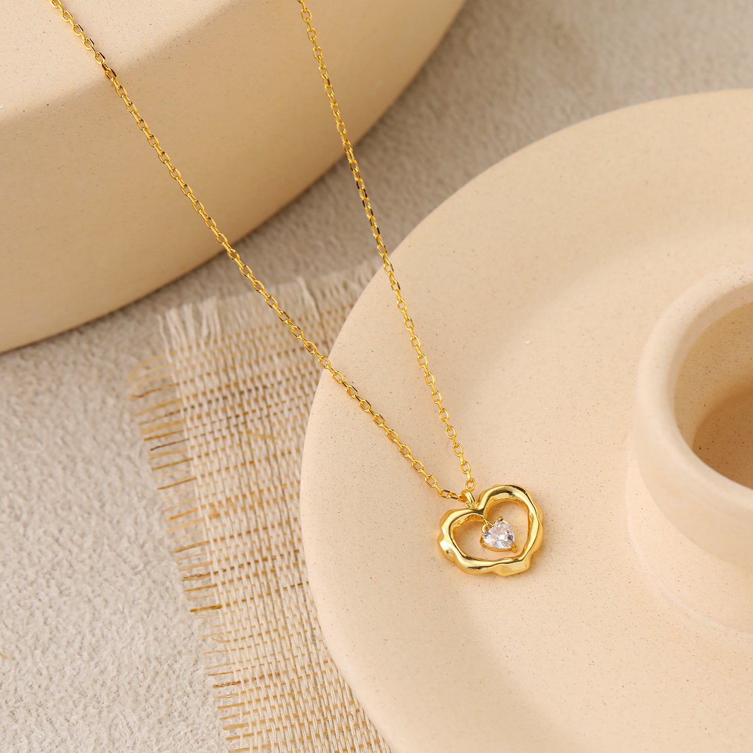 Dancing Hollow Heart Silver Necklace