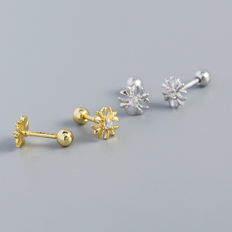 Goemetry Cross Flower Stud Earrings