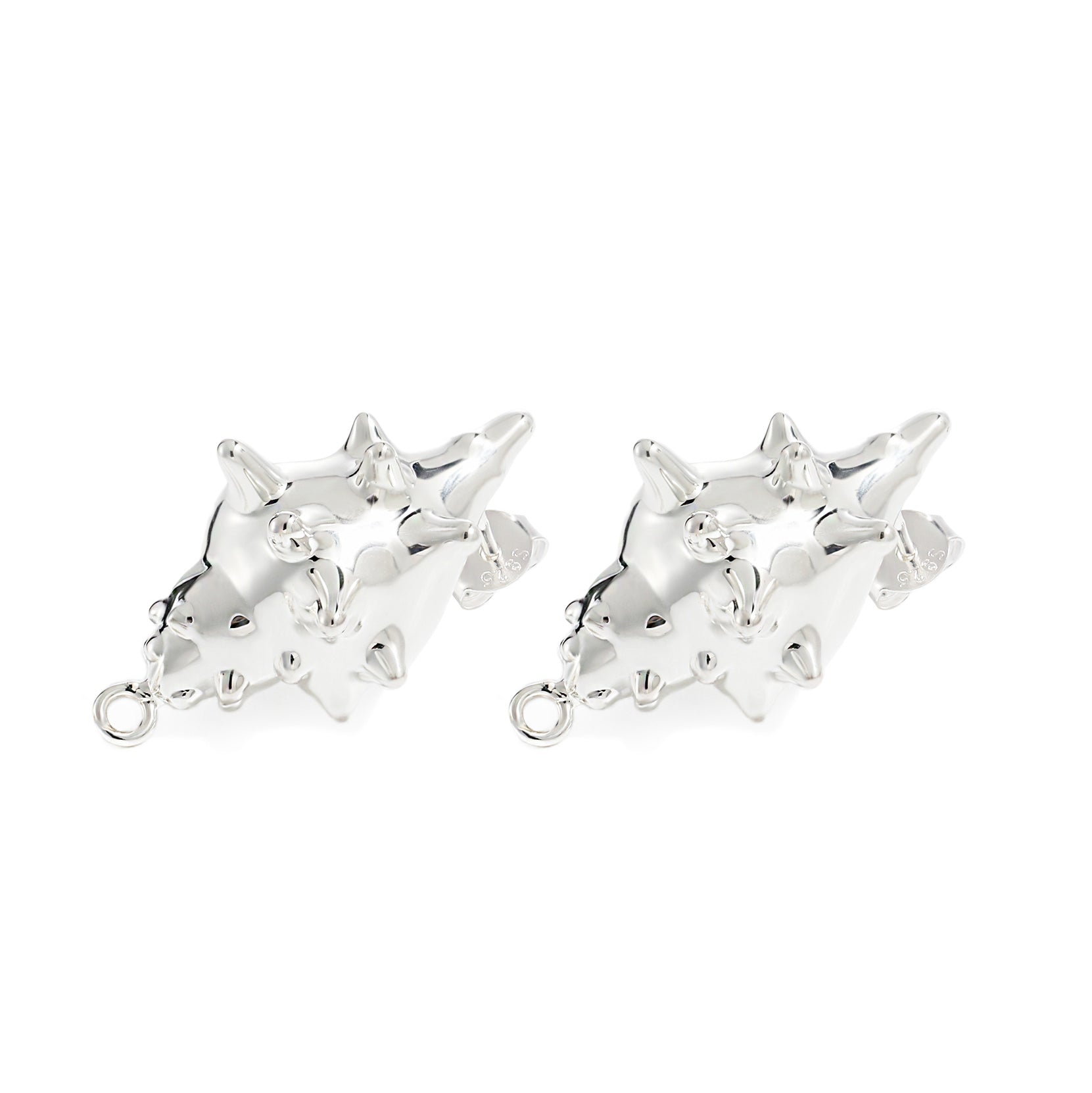 Trendy 999 Pure Silver Electroforming Yellow Gold Irregular Stud Earrings