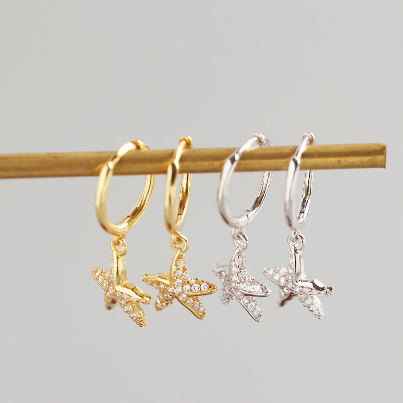Holiday Starfish Drop Dangling Earrings