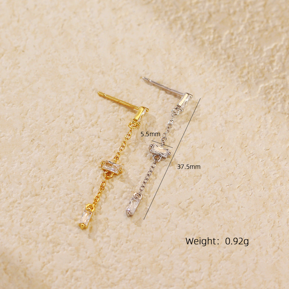 Elegant Baguette Dangling Earrings