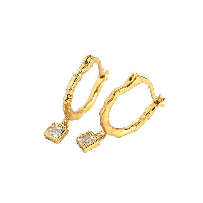 Irregular Square Geometry Hoop Earrings