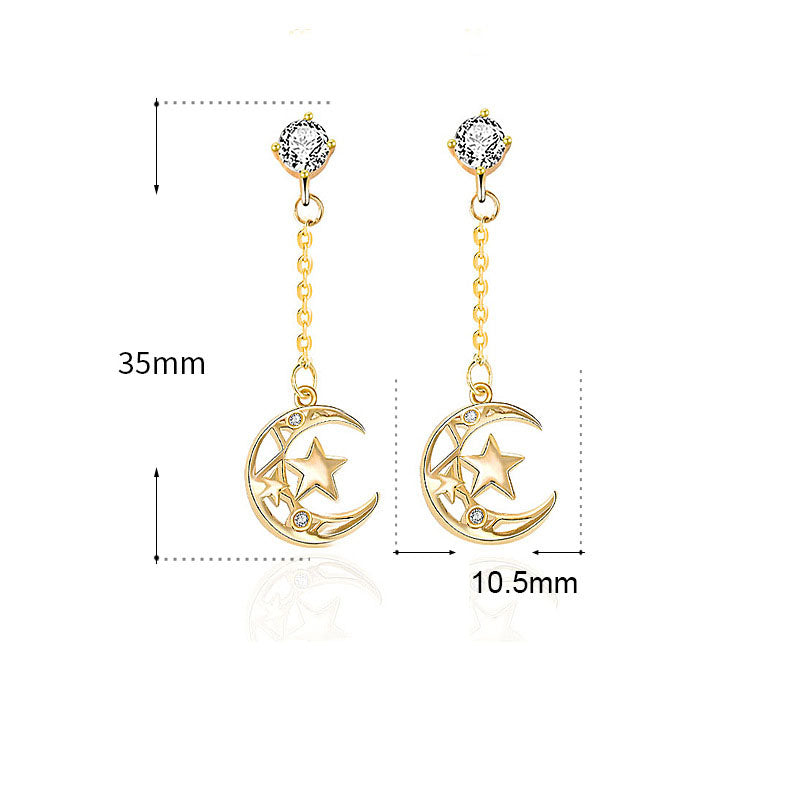 Hollow Crescent Moon Dangling Earrings