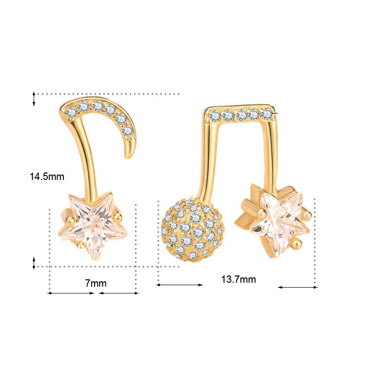 Asymmetry Music Note Stud Earrings
