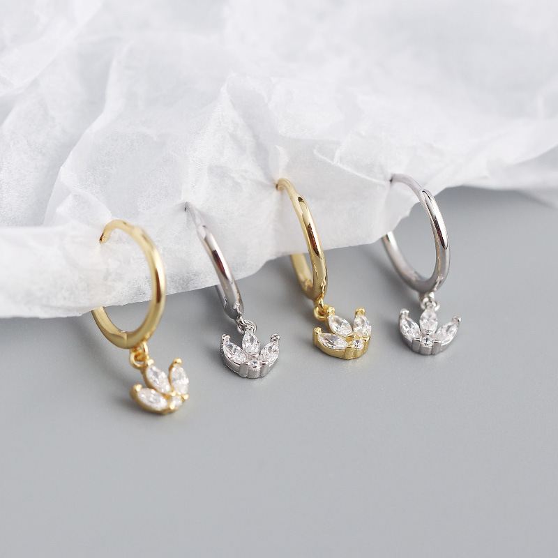 CZ Flowers  Hoop Earrings