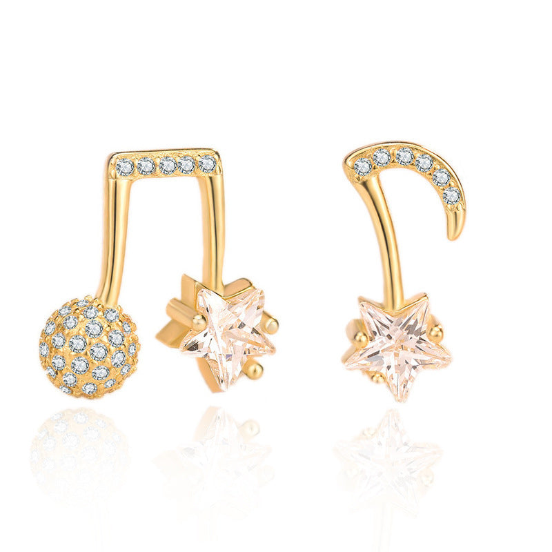 Asymmetry Music Note Stud Earrings