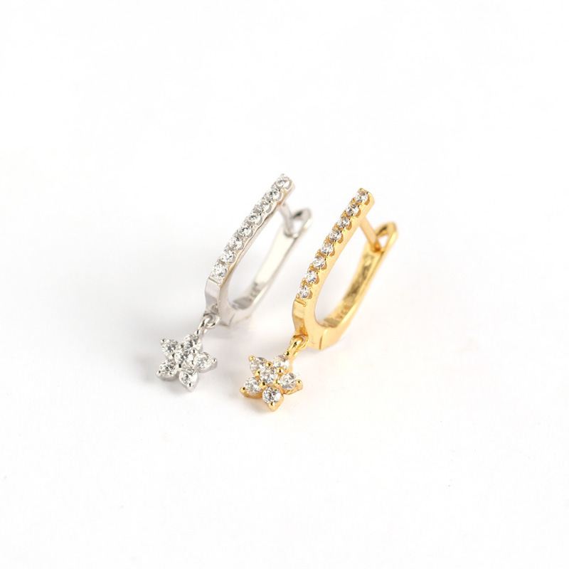 U Shape Flower Hoop Earrings