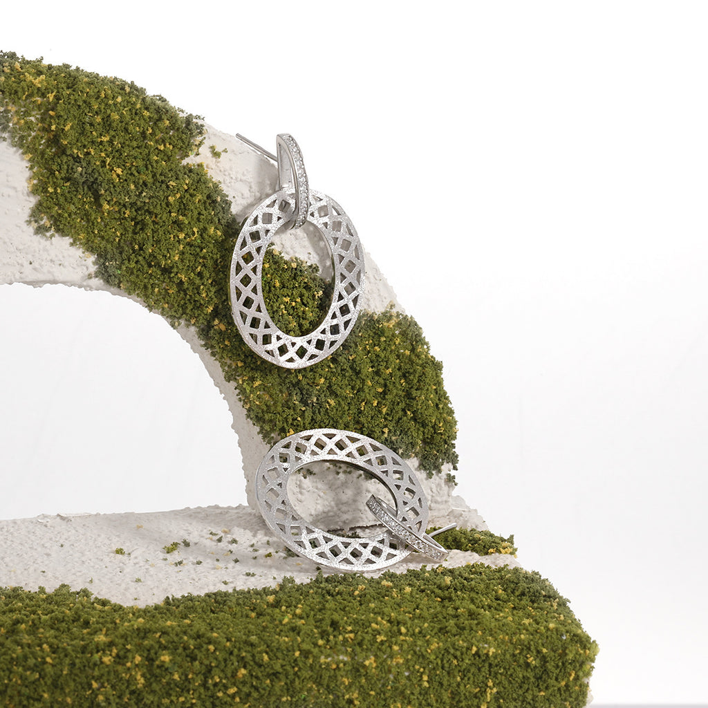 Frosted Hollow Circle Dangling Earrings