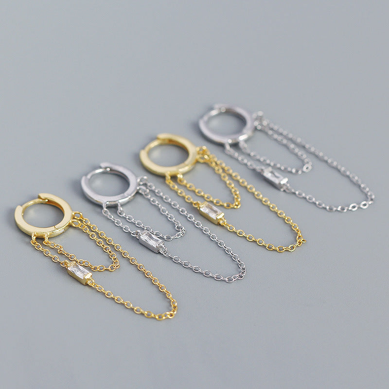 Elegant Double Tassels Hoop Earrings