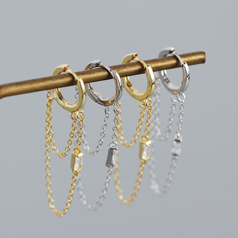 Elegant Double Tassels Hoop Earrings