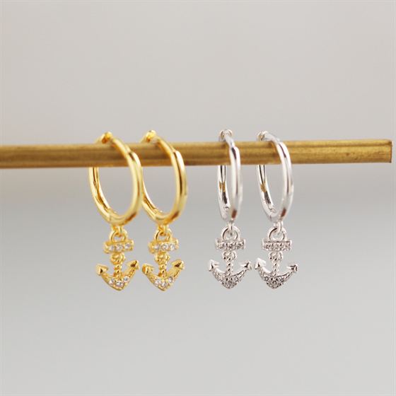 Geometry Ship's Anchor Hoop Earrings