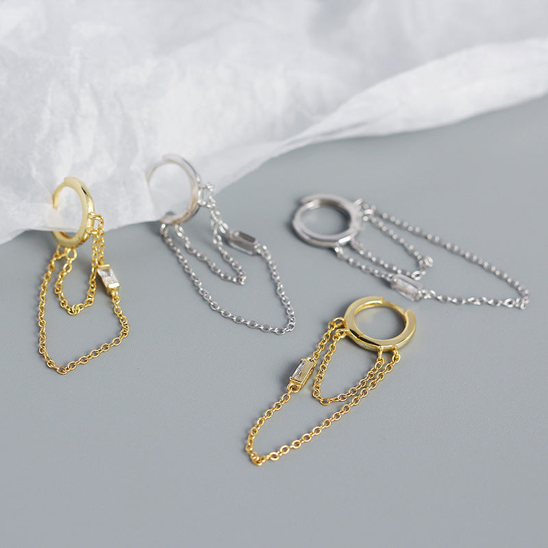 Elegant Double Tassels Hoop Earrings