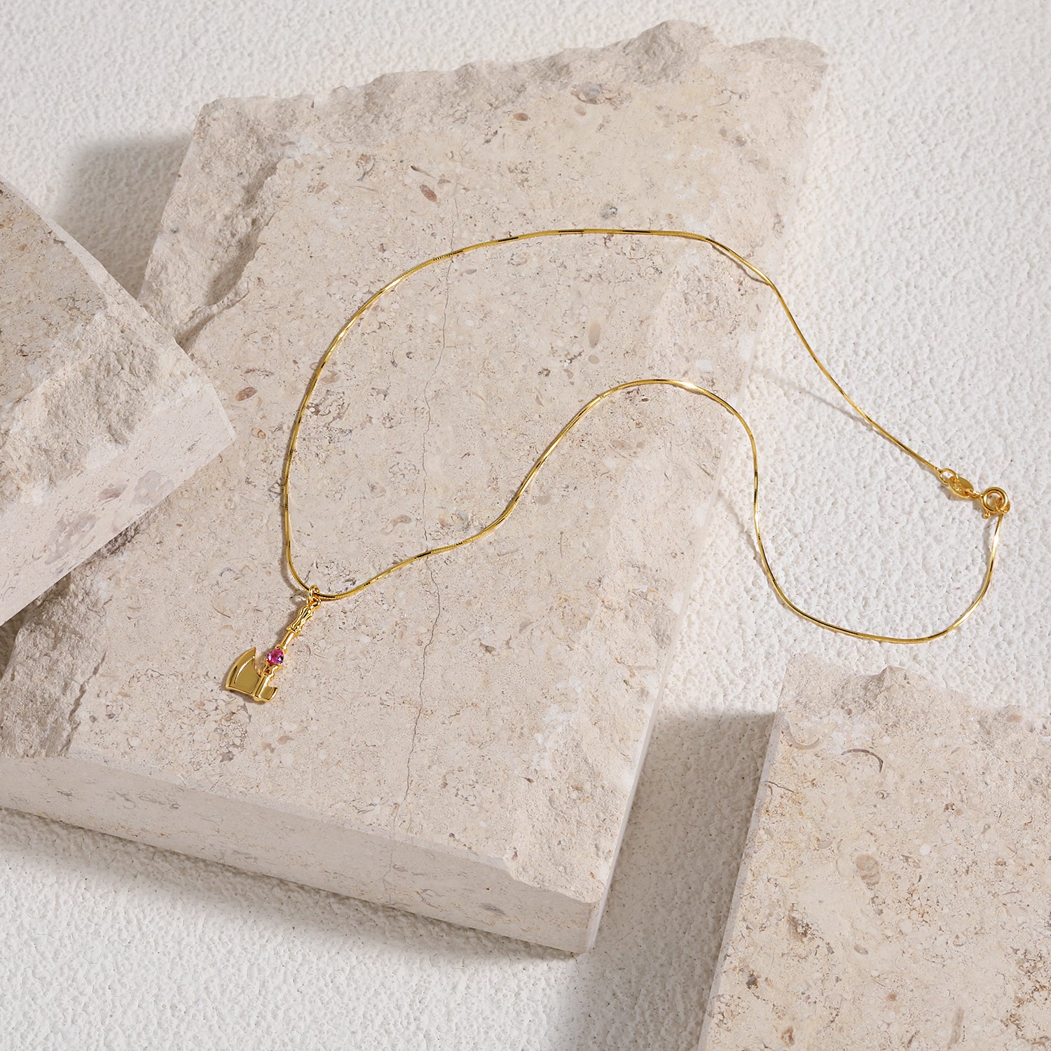Classic Red Heart Axe Shape Necklace